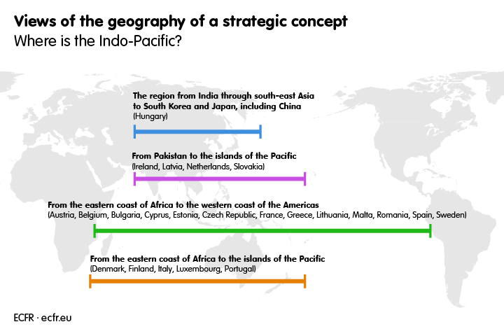 Where is the Indo-Pacific? Only 13 out of the 27 EU member states agree that the region extends from the eastern coast of Africa to the western coast of the Americas